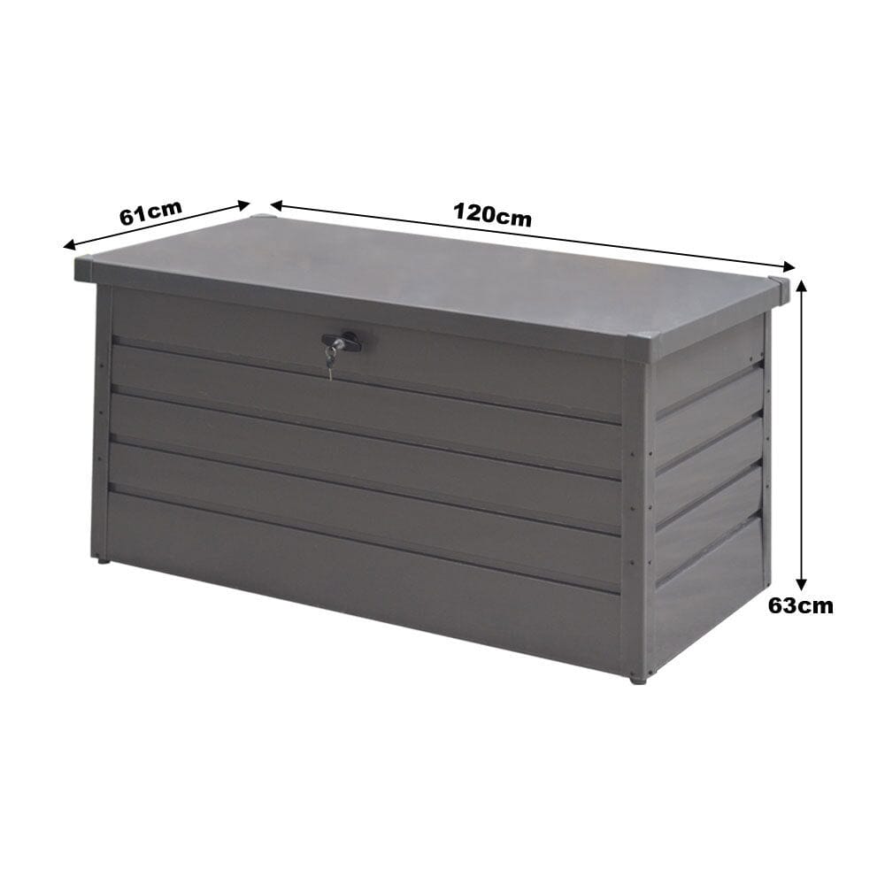 350L Grey Metal Lockable Garden Storage Box