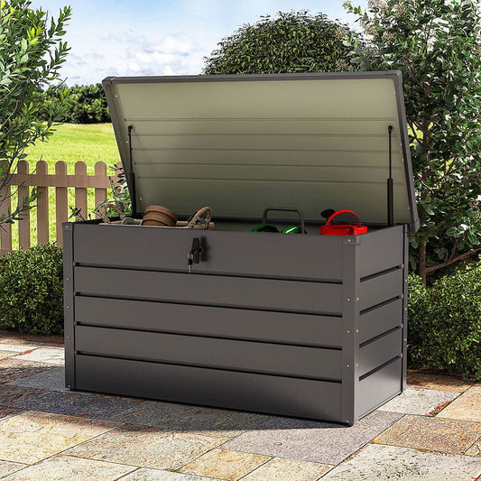 350L Grey Metal Lockable Garden Storage Box