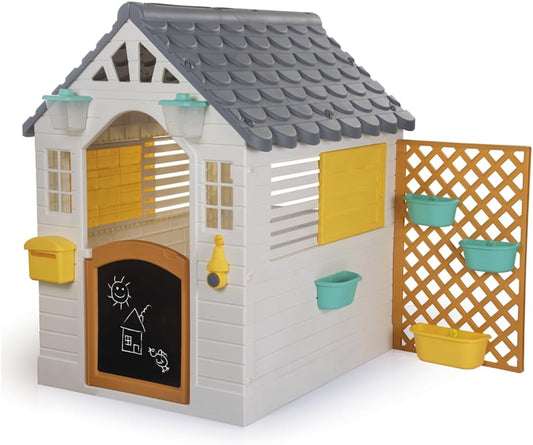 Dolu Garden Playhouse with Fence - White & Grey