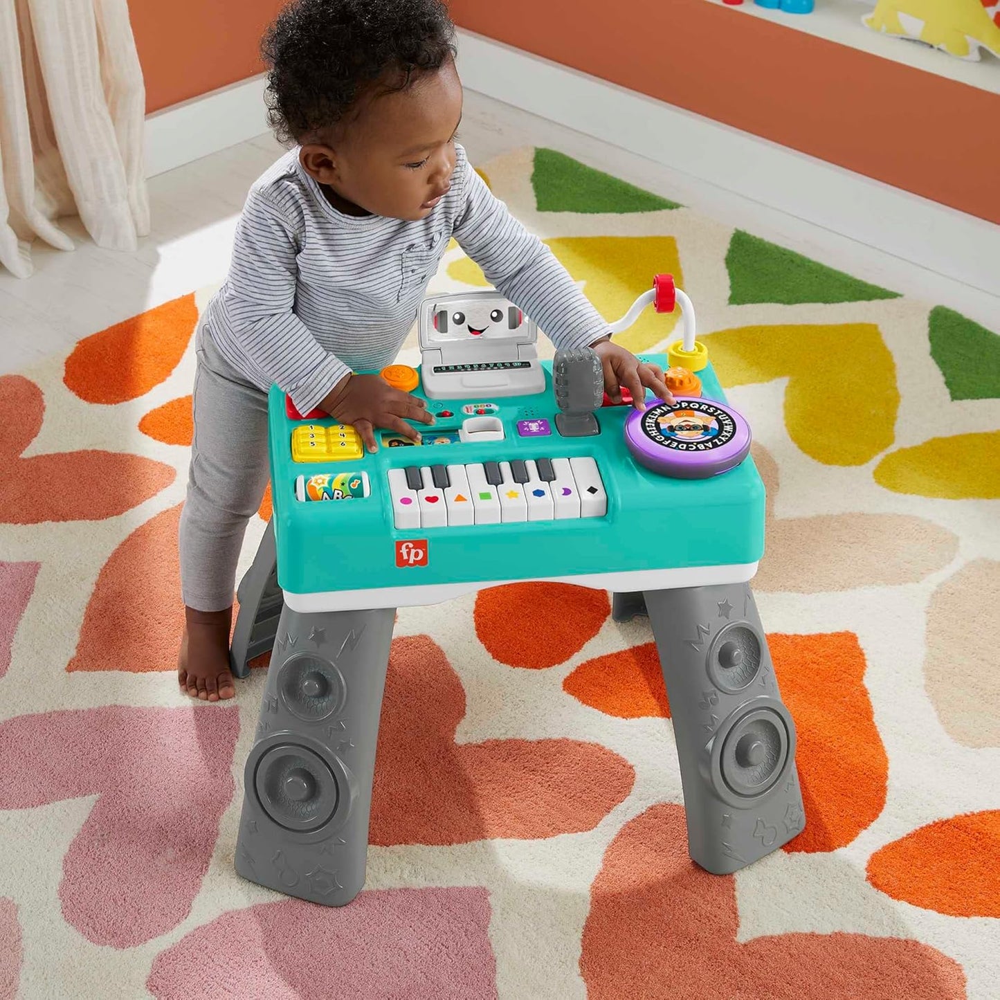 Fisher-Price 3-in-1 Interactive Learning Activity Table with Piano, Lights, Sounds & Microphone