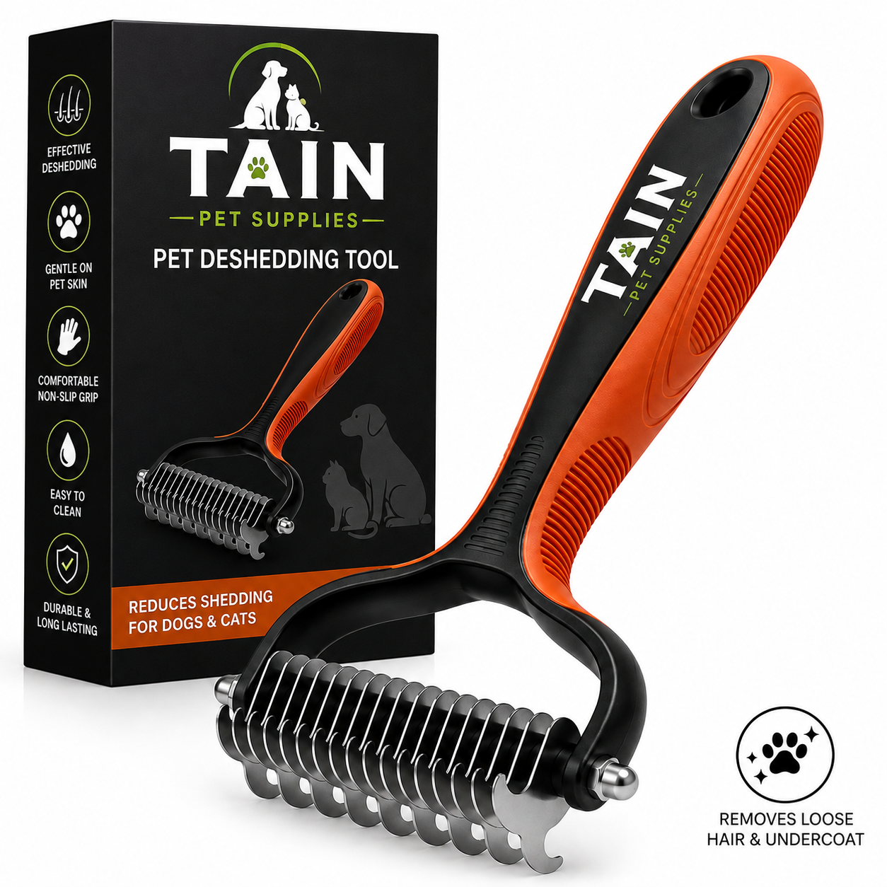 Tain Pet Supplies Professional Pet Deshedding Tool for Dogs & Cats