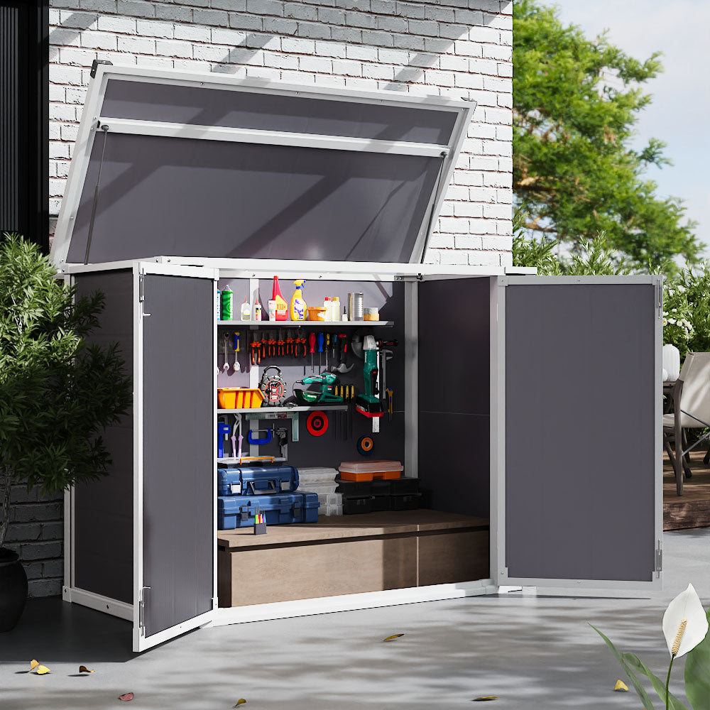 5x2ft Grey Aluminum Alloy Garden Tool Storage Shed