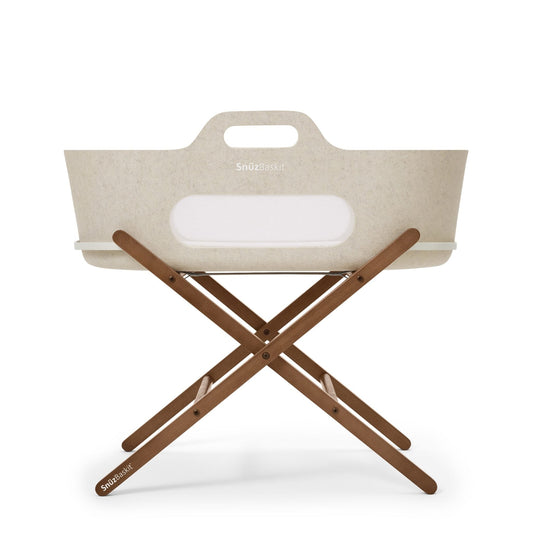 SnuzBaskit Barley Moses Basket And Walnut Stand - Timeless Comfort And Modern Convenience For Baby